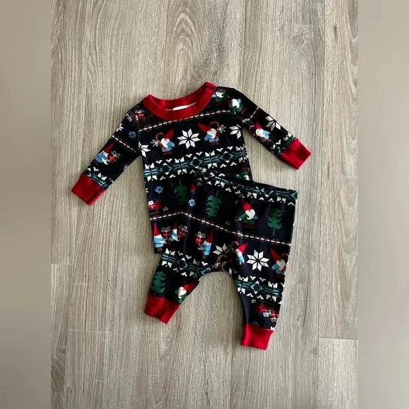 Hanna Andersson Baby Holiday Long John Pajama Set Gnome Sweet Gnome 0-3 months - Picture 4 of 9